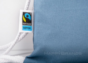 Firmengeschenk Bio Kordelbeutel Gym Bag Fairtrade Etikett Label