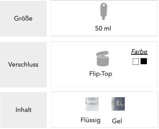 Hand-Desinfektionsgel-Bumper-Flasche-50ml-Optionen Hand-Desinfektionsgel-Bumper-Flasche-50ml-Optionen