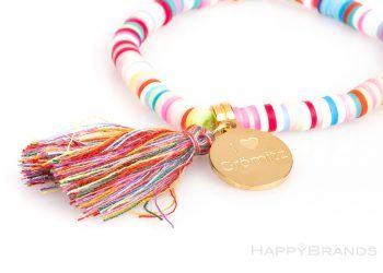 Giveaway Heishi Polymer Armbaender Mit Werbe-Schriftzug Slogan Charm-Anhaenger