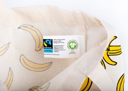 Borsa in cotone biologico etichetta GOTS del commercio equo e solidale