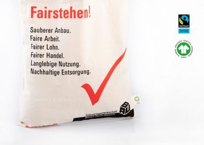 Borsa in tessuto organico con stampa su tutta la superficie