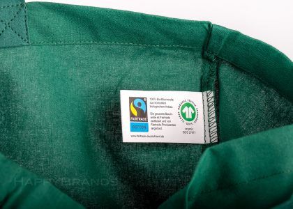 Borsa biologica con etichetta del commercio equo e solidale