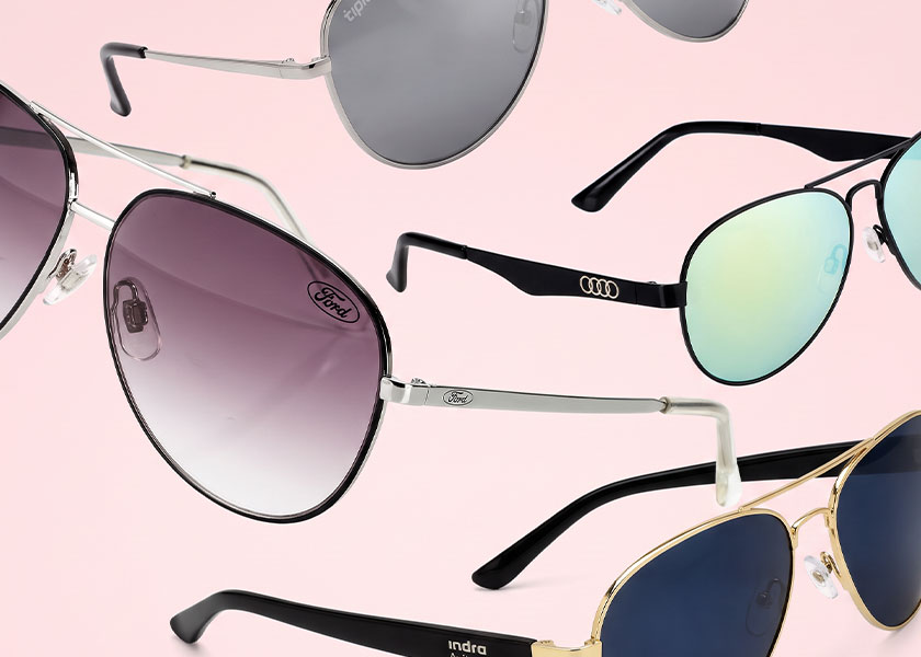piloten-sonnenbrille-schwarz-mit-logo-text-als-werbeartikel Werbemittel Werbeartikel Sonnenbrille Pilot
