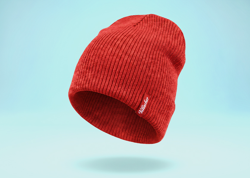 verschiedene-mützen-slouch-als-werbemittel-rot Werbebeanie mit Firmenlogo