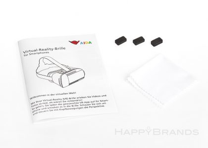 Scope of delivery of digital glasses with company print