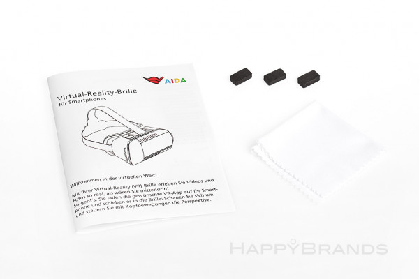 Scope of delivery of digital glasses with company imprint