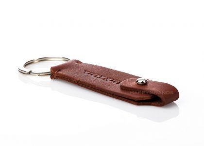 Merchandise keychain made of imitation leather with logo engraving