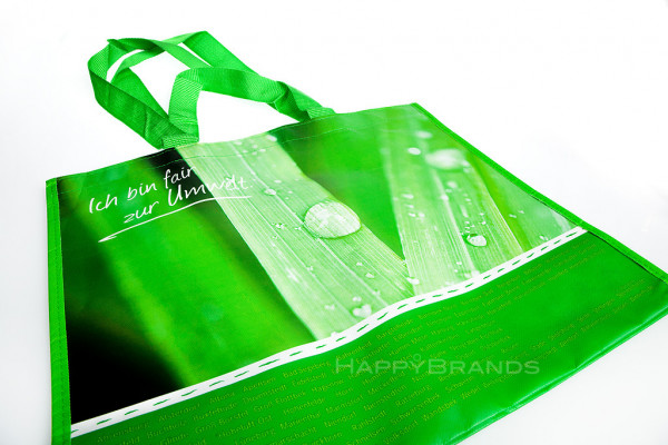 Borsa della spesa riciclata con nome dell'azienda stampato e motivo pubblicitario-1024