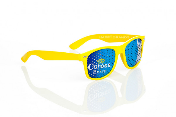 Sunglasses with advertising print