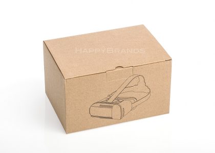 Virtual reality glasses in cardboard packaging with company logo