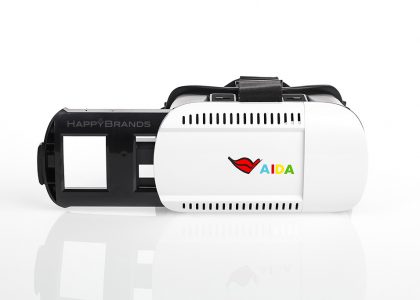 Open front of virtual reality glasses as giveaway