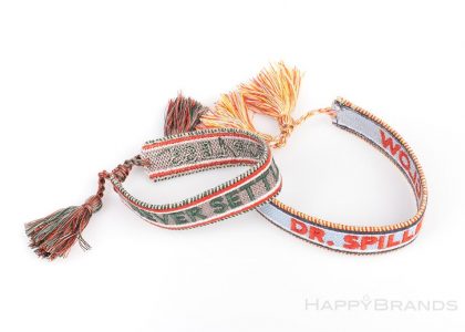 Bracciale tessuto promozionale con logo pubblicitario ricamato o scritte come merchandising della band