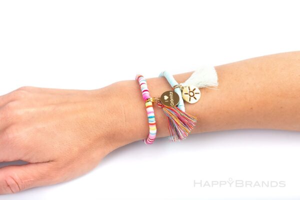 Firmengeschenk Heishi-Polymer Armbaender mit Firmenbranding Werbemotiv