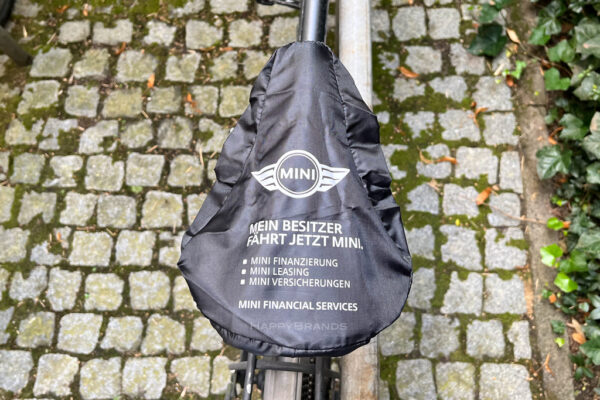 Firmenpraesent Werbe-Sattelueberzug mit Logo Aufdruck Fahrradsattelbezug