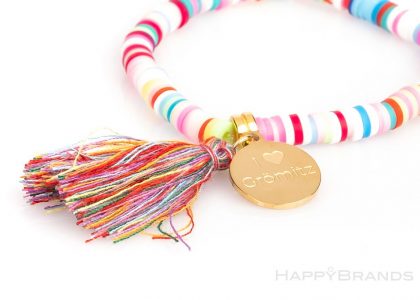 Giveaway Heishi Polymer Armbaender Mit Werbe-Schriftzug Slogan Charm-Anhaenger