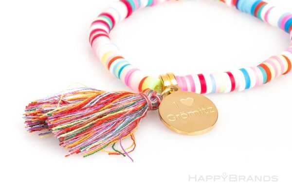 Giveaway Heishi Polymer Armbaender mit Werbe-Schriftzug Slogan Charm-Anhaenger