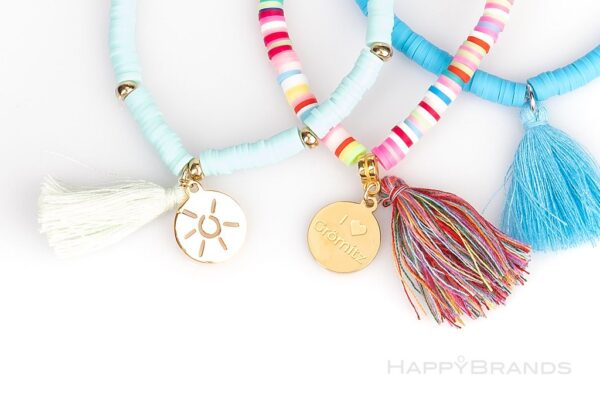 Merch Heishi Polymerperlen Armbaender im eigenen Design mit Branding