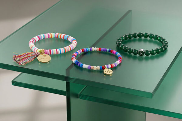 Disc bead bracelet with advertising logo in desired colors Disc bead bracelet with advertising logo in desired colors