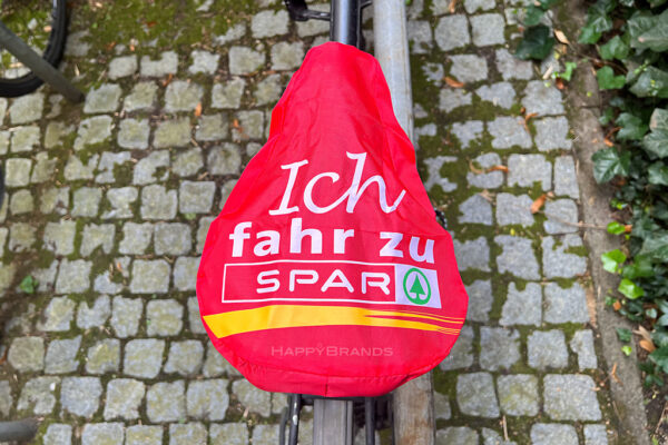 Streuartikel Werbe-Sattelschoner indivduell bedruckt Fahrradsattel-Regenschutz