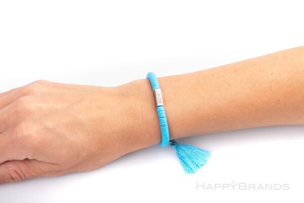 Werbeartikel Heishi Polymer Perlen Armband mit Firmenname Werbe-Schriftzug Slogan