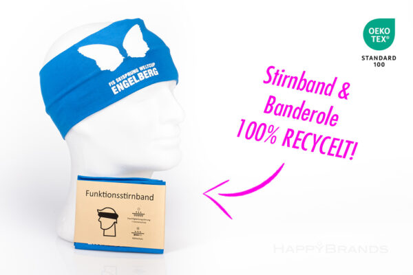 Eco-Werbegeschenk Recycling-Sportstirnband Funktionsmaterial individuelle Sonderproduktion