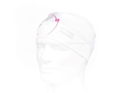 Giveaway promotional sports headband made of RPET with advertising motif printed