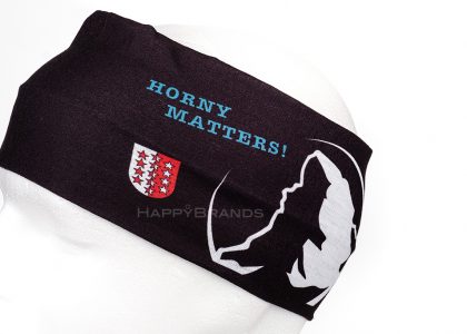 Sustainable promotional gift microfiber headbands made from recycled material printed with advertising motif