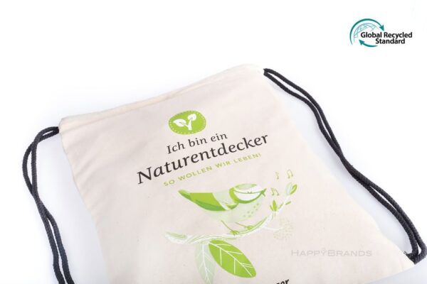 Printable drawstring bag gym bag recycled cotton promotional item GRS