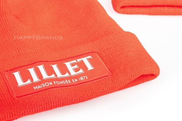 Fairtrade knitted beanie GOTS organic cotton with own logo patch customer gift