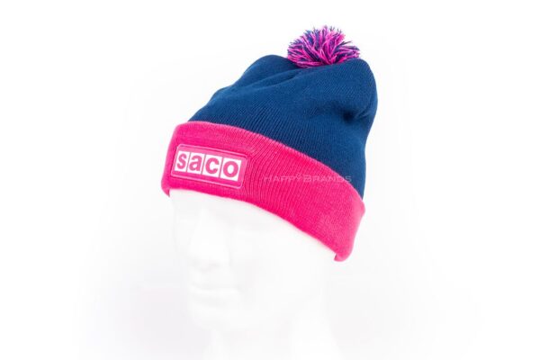Ecological bobble hat made of recycled PET with advertising motif desired logo customer gift