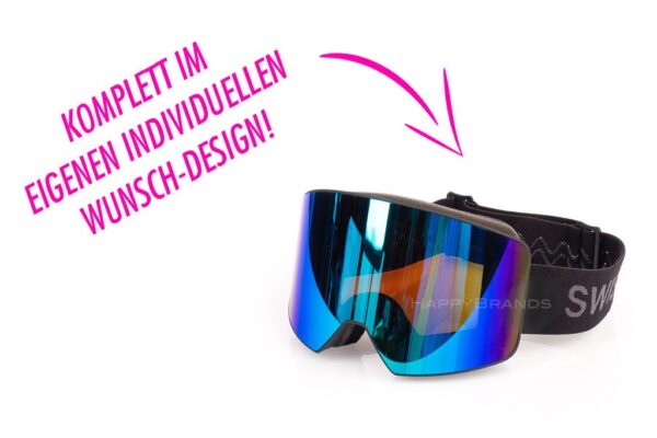 Articolo promozionale regalo pubblicitario maschera da snowboard Etichetta Ski Aggu con scritte stampate