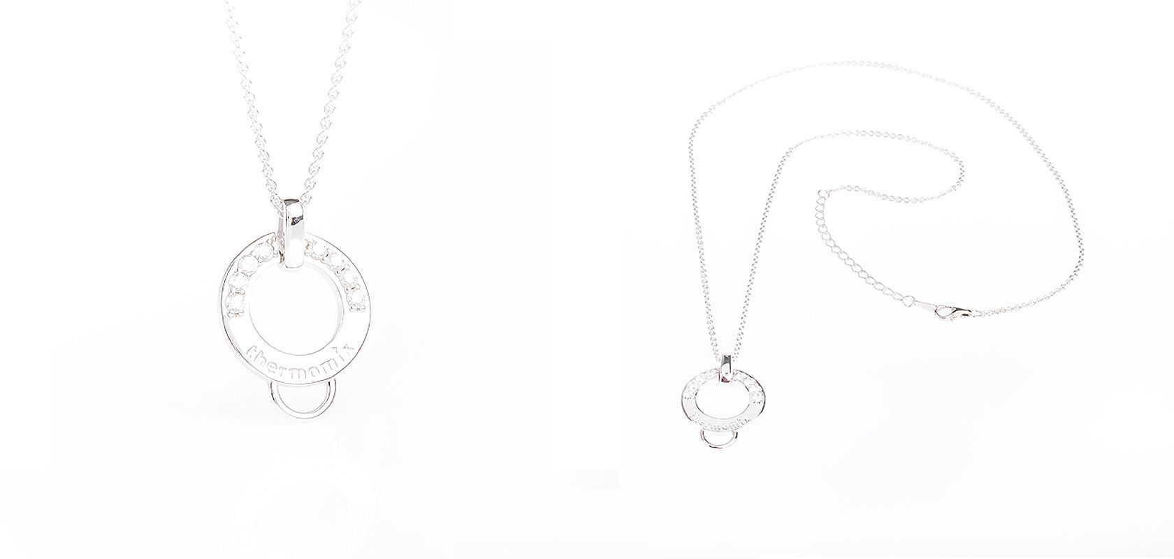 Smyckeshalsband i silver med logotyp 1680x800