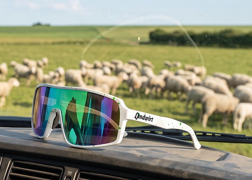 Printed promotional sunglasses, sunglasses shield as advertising material, giveaway & promotional items