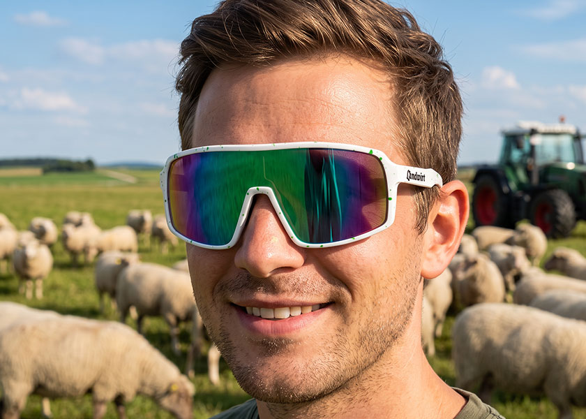 Printed promotional sunglasses, sunglasses shield as advertising material, giveaway & promotional items