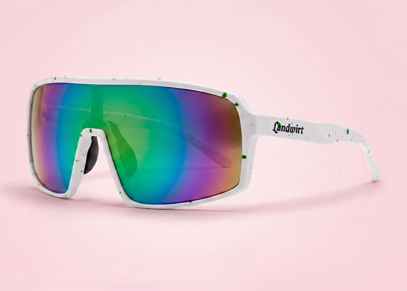 Printed promotional sunglasses, sunglasses shield as advertising material, giveaway & promotional items