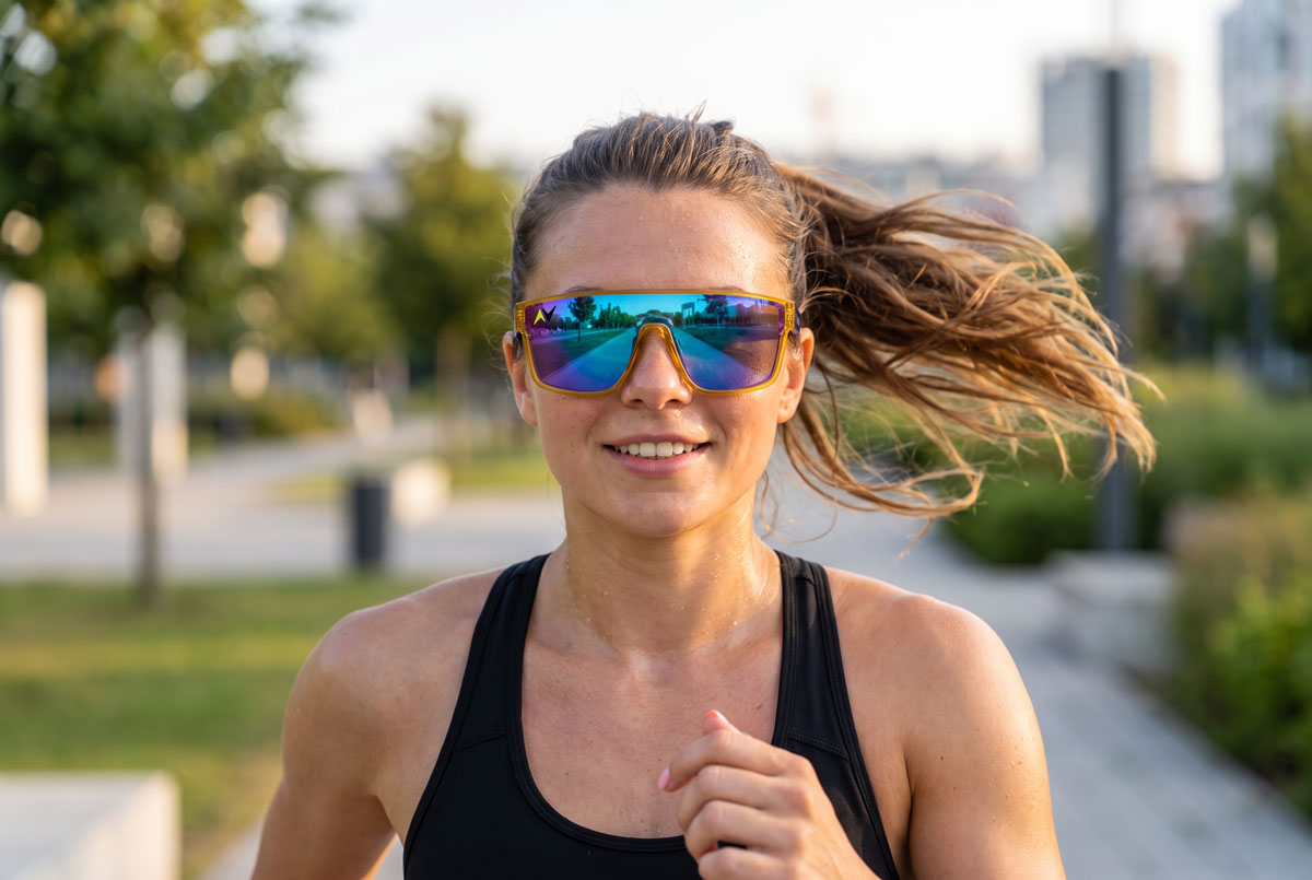 Regalo promozionale 'Fast Glasses', occhiali da sole promozionali realizzati con il tuo design
